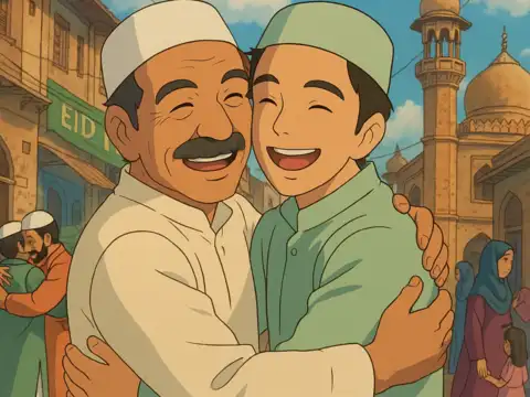 People wishing Eid