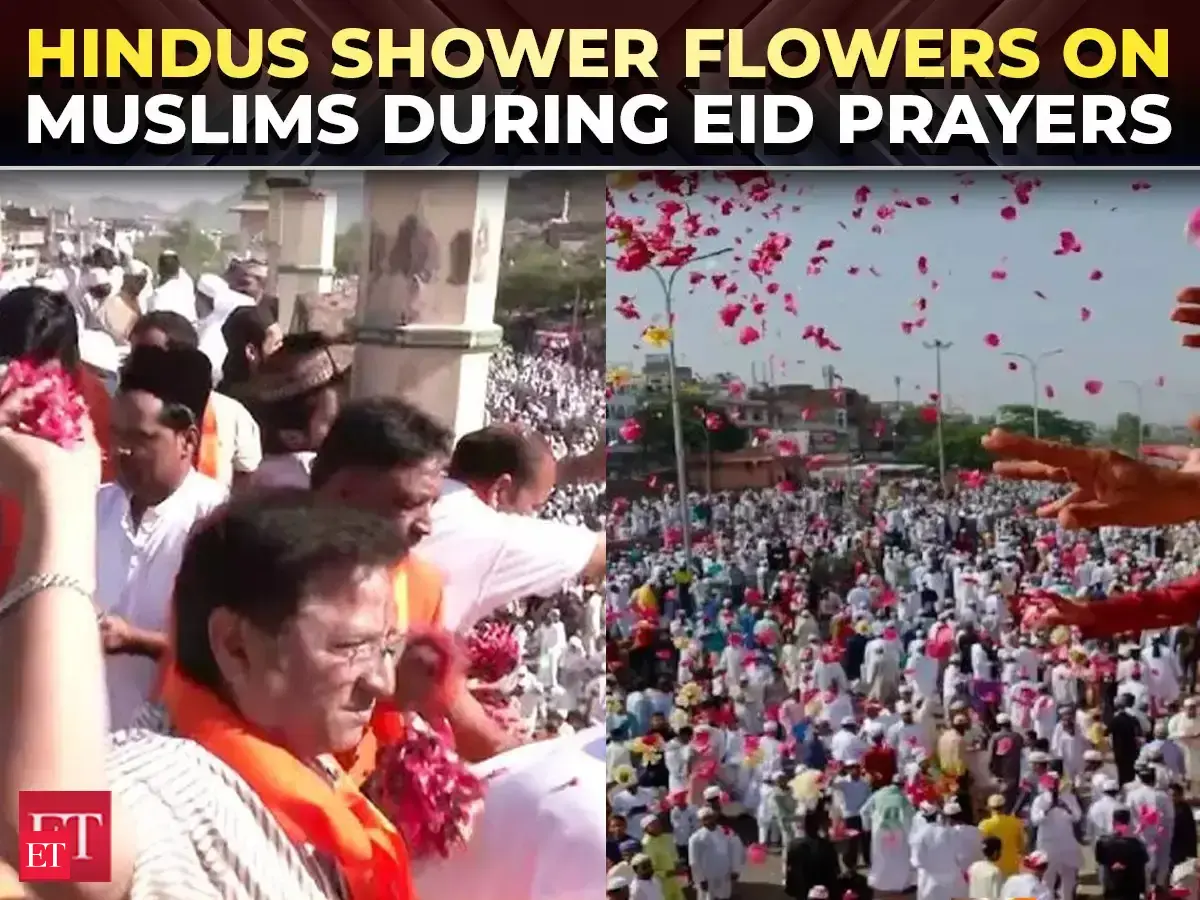 Hindus shower flowers on Muslims at Jaipur Eidgah, promoting harmony in ...