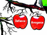 Apple of defiance and arrogance