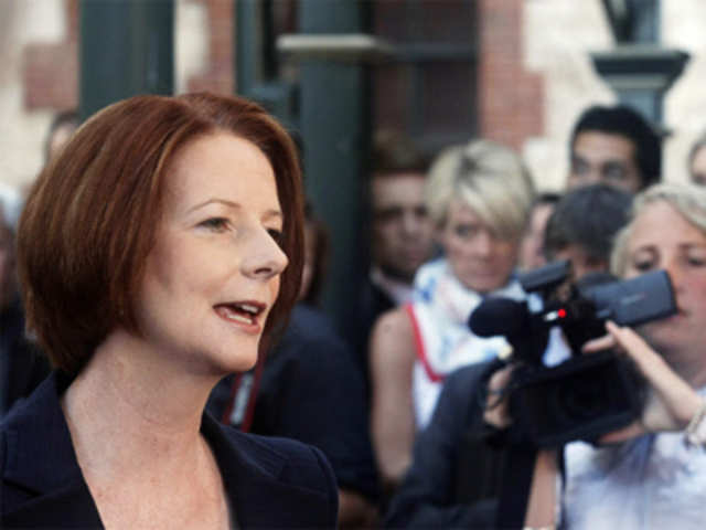 Julia Gillard addresses media at Parliament House in Adelaide