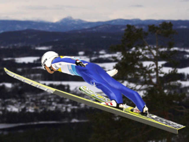 Training for the Ski-Flying World Championships in Vikersund