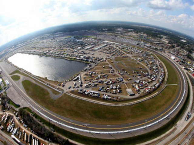 An aerial view of Daytona International Speedway