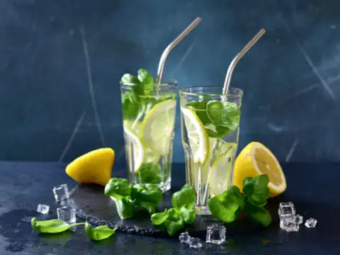 Lemon basil sparkling water 