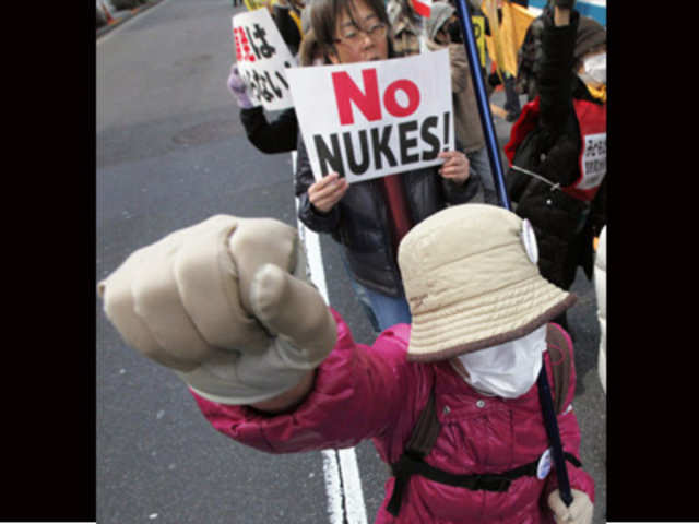 Protesters demanding the abolition of nuclear power in Tokyo