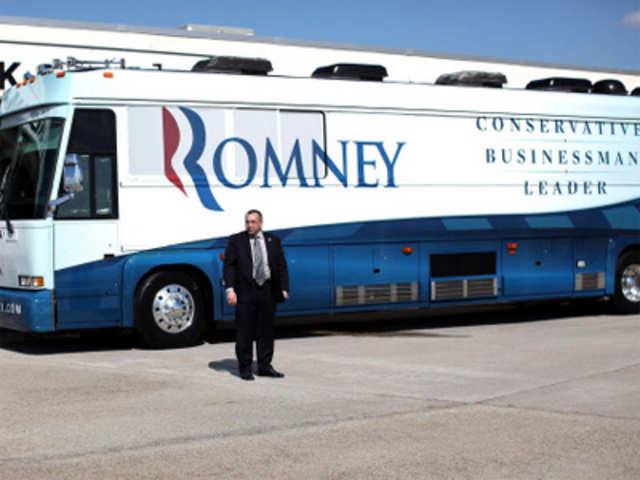 Campaign bus of Mitt Romney