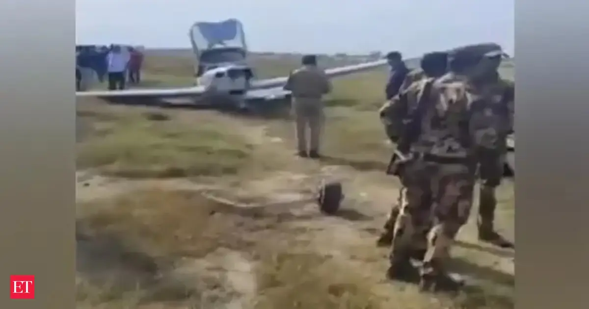 Trainer aircraft overturns while landing at Suktara air strip in Madhya Pradesh - The Economic Times