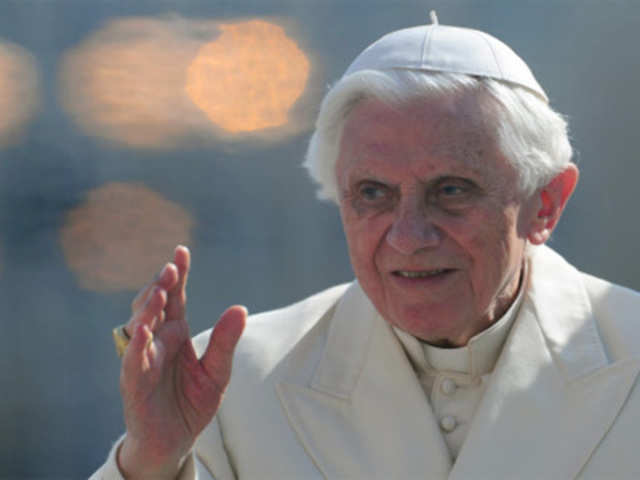 Pope Benedict XVI arrives for his weekly general audience