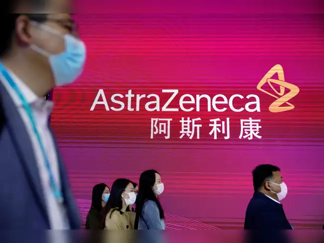 FILE PHOTO: An AstraZeneca sign is seen at the third China International Import Expo (CIIE) in Shanghai