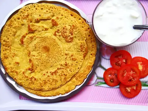 Besan (Gram Flour) Cheela with Curd