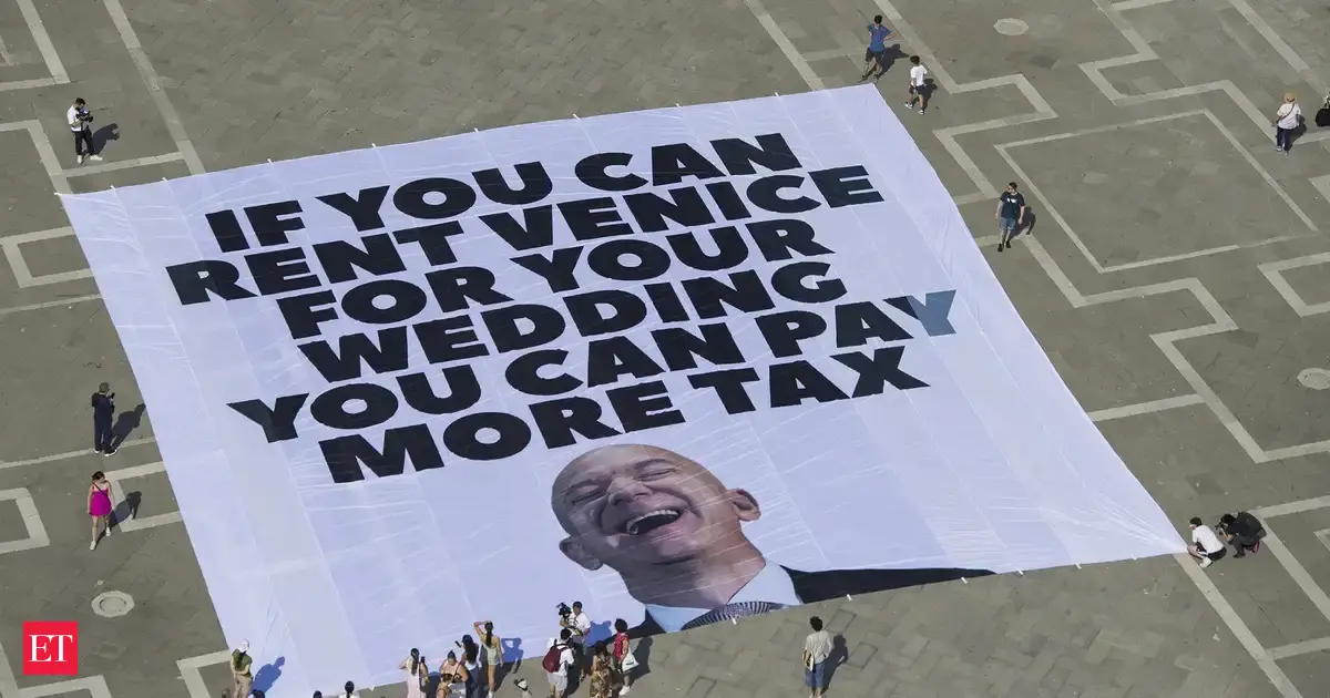 Protesters say Bezos' star-studded Venice wedding highlights growing inequality