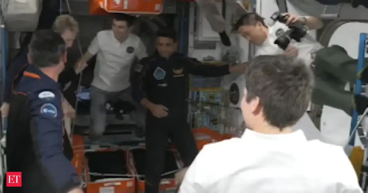 Shubhanshu Shukla & crew float into International Space Station to warm hugs: Watch historic moments in pictures, videos