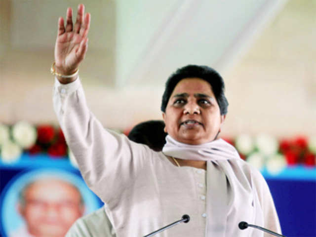 Mayawati at a meeting in Lucknow