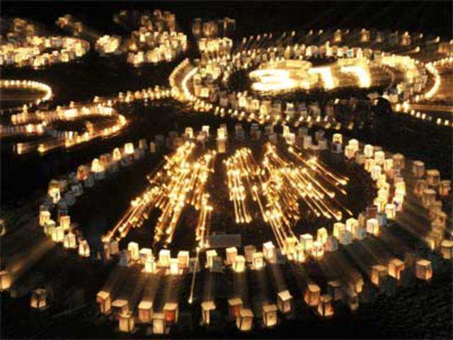 Lanterns display a memorial illumination 'Kizuna or Bond '
