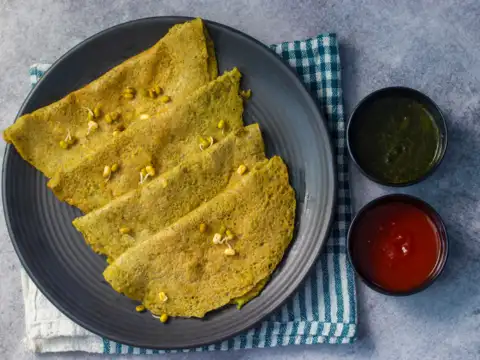 Moong dal chilla (Indian lentil pancake)