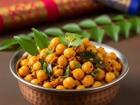 Chickpea sundal (south Indian stir-fry)