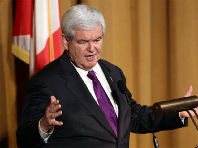 Newt Gingrich speaking at the Alabama Republican Presidential Forum