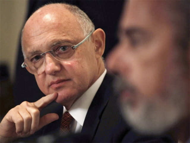 Argentina's Foreign Minister Hector Timerman listens to his Brazilian counterpart