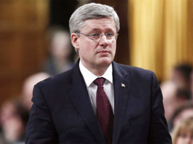 Canada's PM Stephen Harper speaks during Question Period