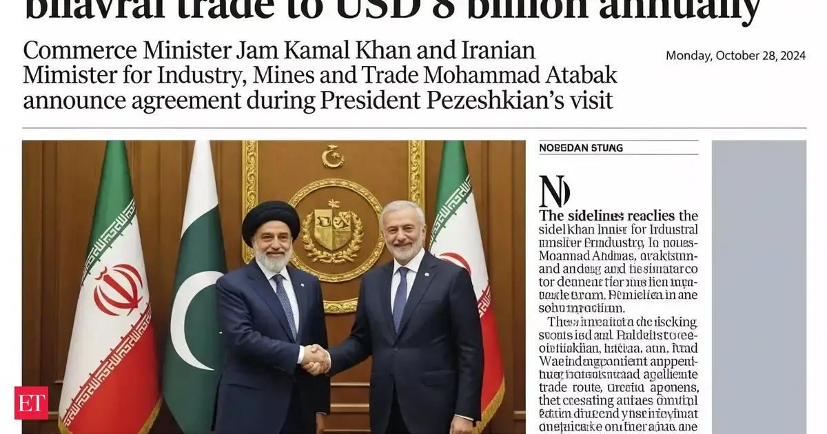 Image for article Pakistan, Iran decide to increase bilateral trade to USD 8 billion annually