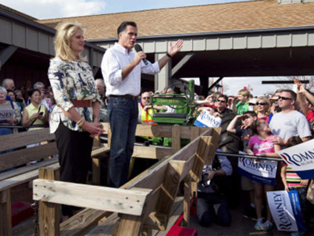Republican presidential candidate Mitt Romney & his Ann Romney