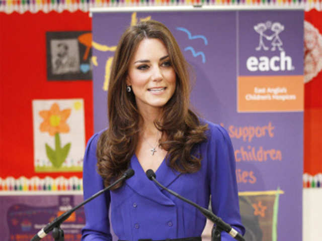 Britain's Catherine, Duchess of Cambridge makes a speech during a visit to The Treehouse in Ipswich