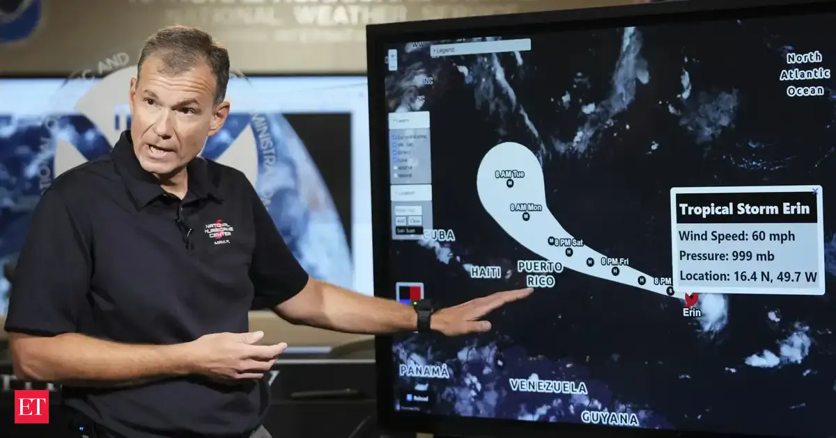 Hurricane Erin 2025 tracker, weather updates by National Hurricane Center: Heavy rains in Caribbean islands, Virgin Islands, Puerto Rico, tropical storm warning issued