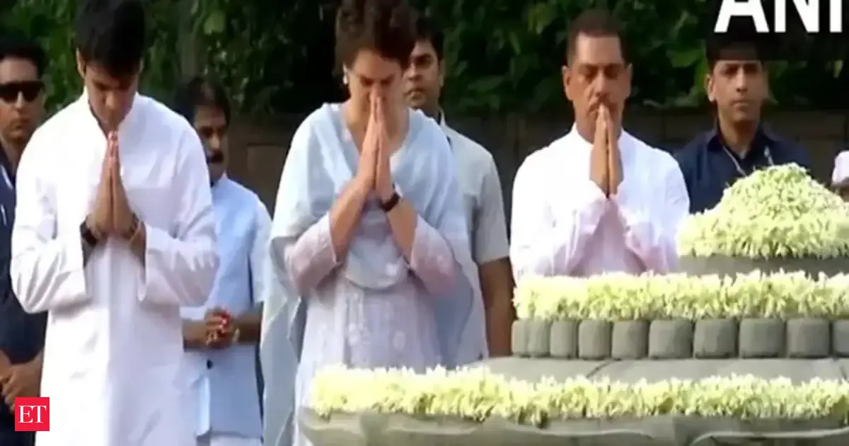 Congress MP Priyanka Gandhi, Kharge, Chidambaram and others pay tribute to late India PM Rajiv Gandhi on his birth anniversary