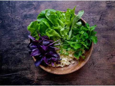 Leafy greens in measured portions
