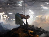 Burnt remains of shop at Hatibagan market