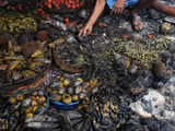 Burnt remains of shop at Hatibagan market