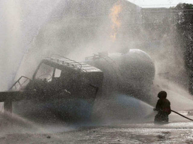 Burning truck in Bangkok