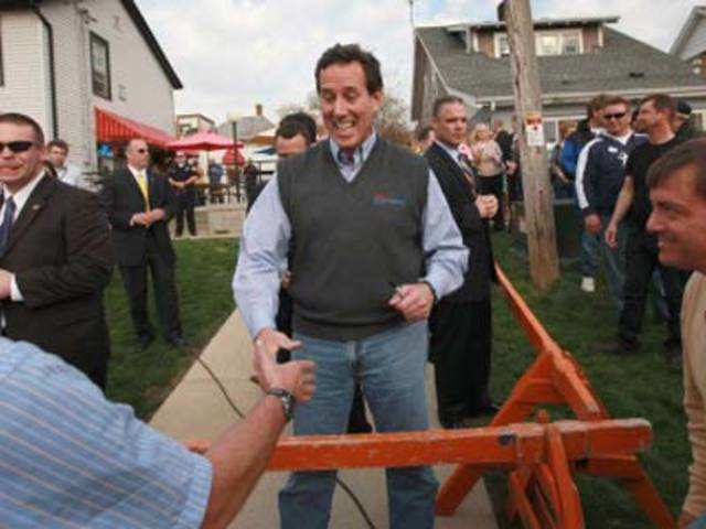 Rick Santorum greets residents