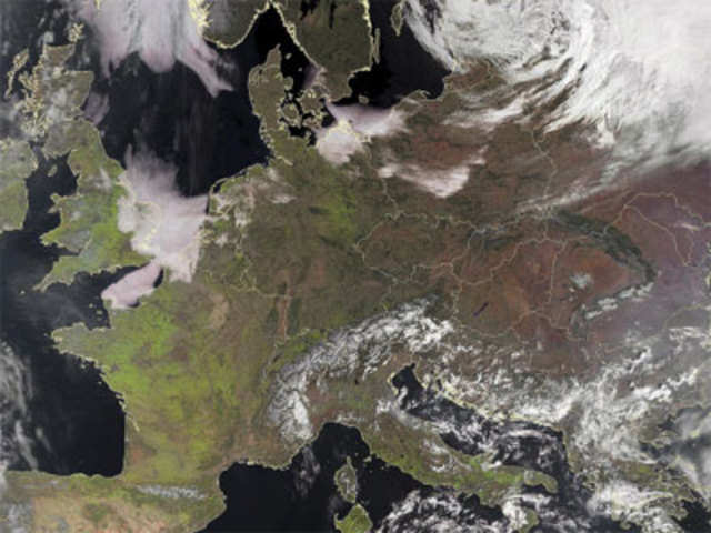 Image of Central Europe on a mostly cloud-free day