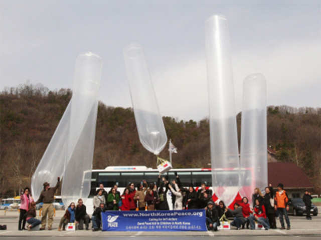 North Korean Peace Foundation release balloons