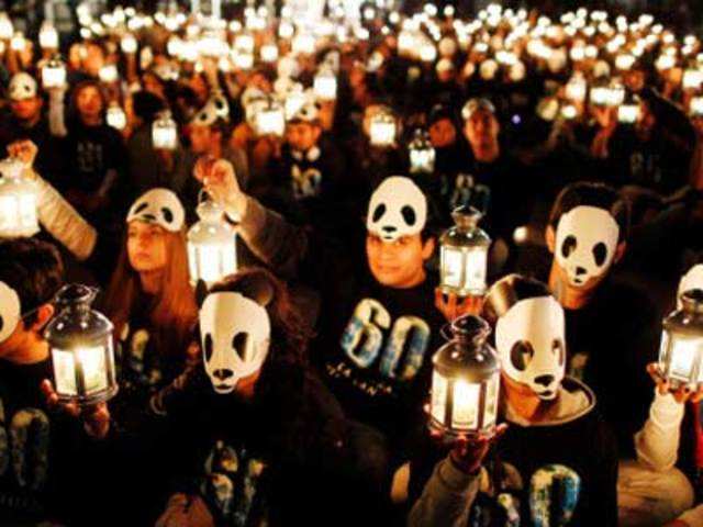 Earth Hour in Valparaiso city, Chile