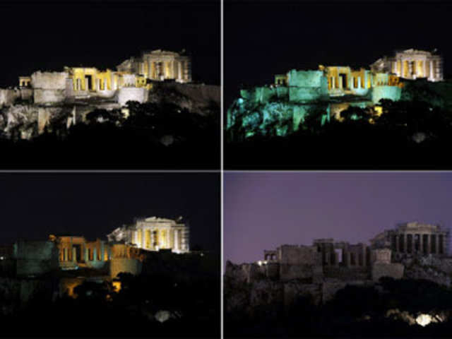 Acropolis hill during 'earth hour'