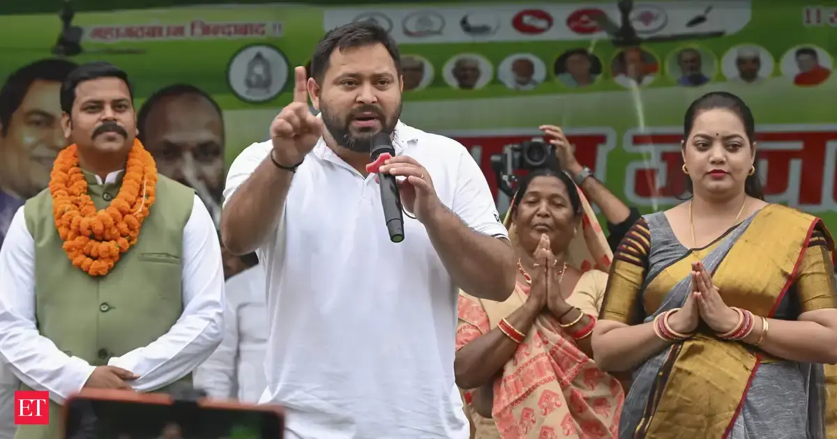 Bihar election 2025: RJD leader Tejashwi Yadav mocks NDA's sankalp patra, calls for 'sorry patra'
