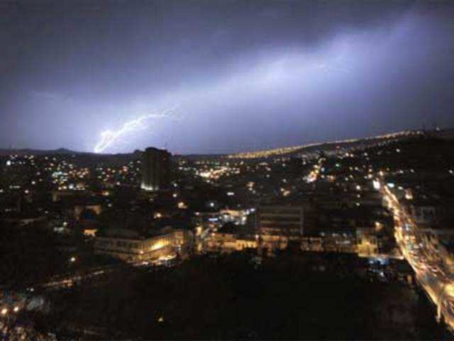 Lightning flashes over the city of Tegucigalpa