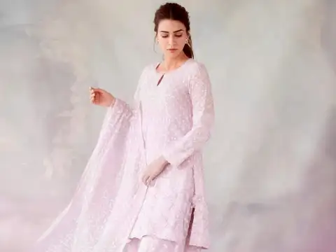 Chikankari pastel pink