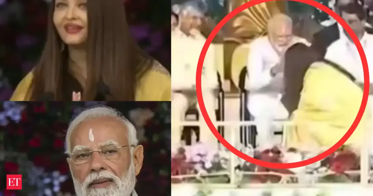 VIDEO: Aishwarya Rai Bachchan touches Modi’s feet; Her emotional ‘only one religion’ speech leaves the internet impressed