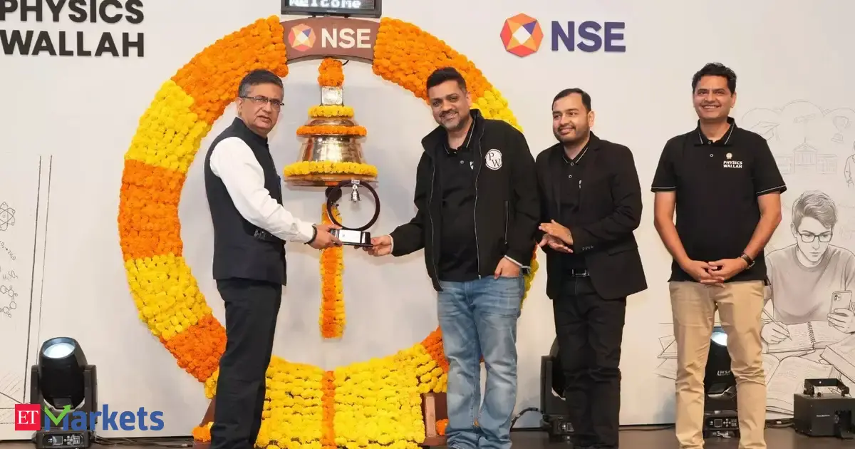 Physicswallah’s mathematics puzzle: Stock ends 2% lower on BSE, 3% higher on NSE