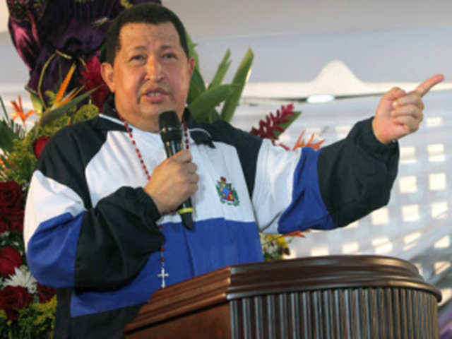 Venezuelan President Hugo Chavez during a mass