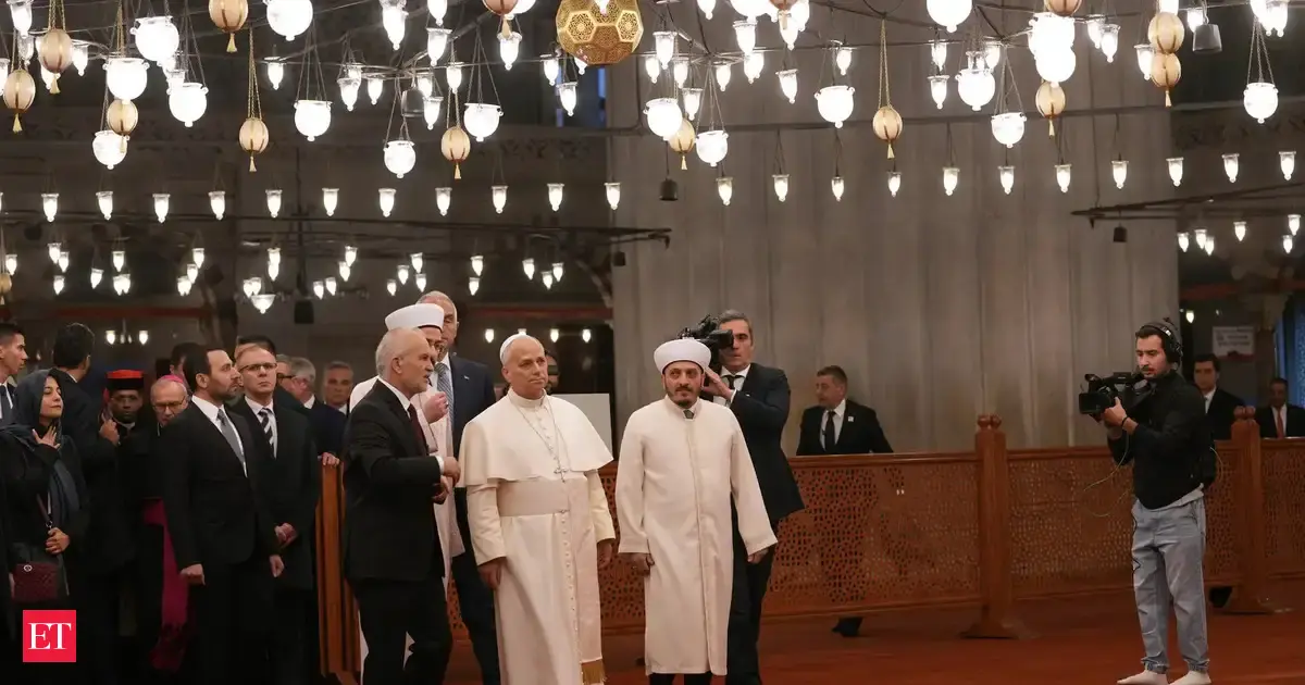 Pope Leo removes shoes but doesn't pray on visit to Istanbul's Blue Mosque