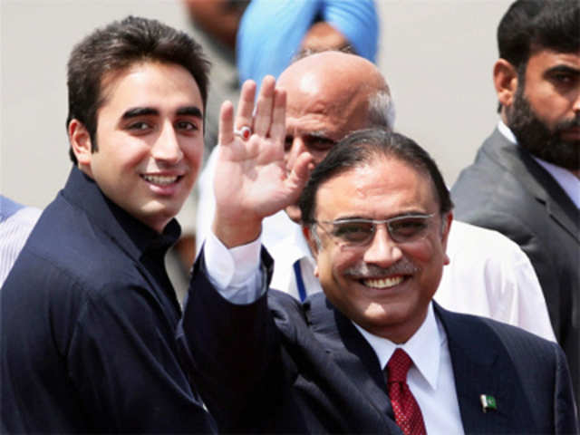 Zardari with his son Bilawal Bhutto Zardari in New Delhi
