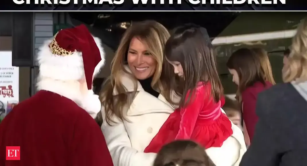 First Lady Melania Trump celebrates Christmas with children at the Marine base in Virginia