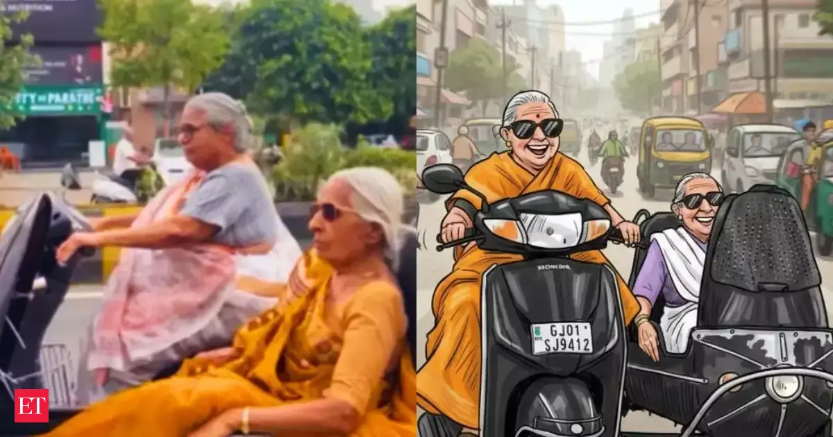 "Sholay style" biker dadi, 87, wins internet riding through Ahmedabad with her sister