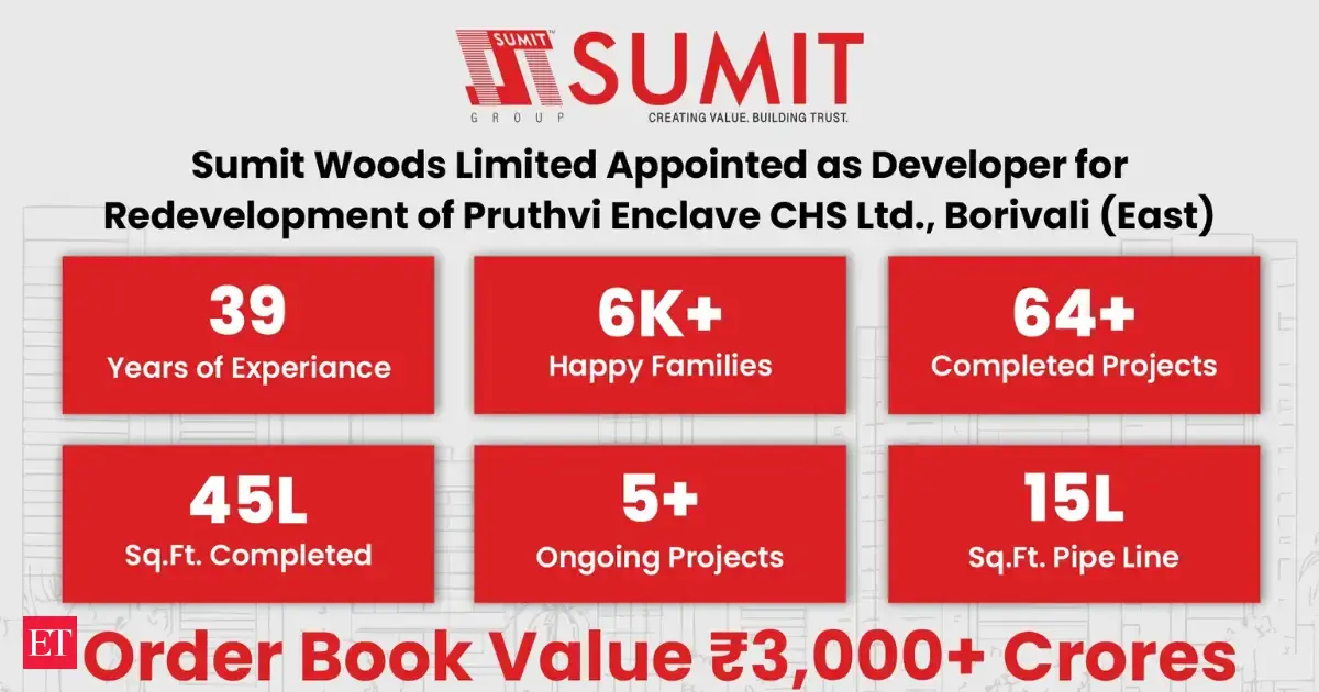 Sumit Woods Limited appointed as developer for Pruthvi Enclave CHS Ltd., Borivali (East) redevelopment