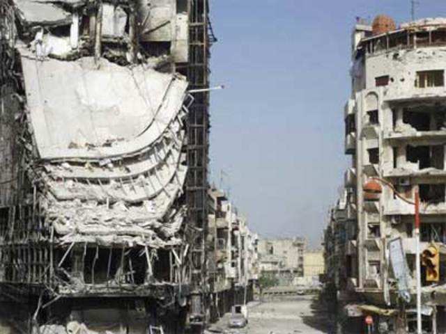 Buildings damaged by the government army in Homs