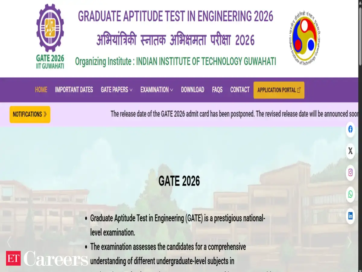 GATE 2026 Schedule Out at gate2026.iitg.ac.in: Check subject-wise dates and admit card release update