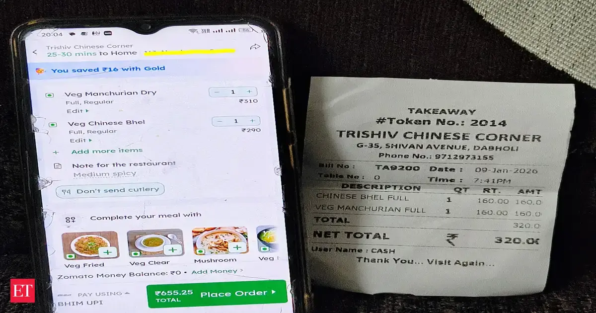 Content creator Nalini Unagar calls out 'insane' Zomato price difference: Veg Manchurian Dry and Chinese Bhel for Rs 655 online, Rs 320 offline